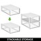 mDesign Plastic Office Storage Stack Organizer with Drawer, 8 Pack, White/Clear